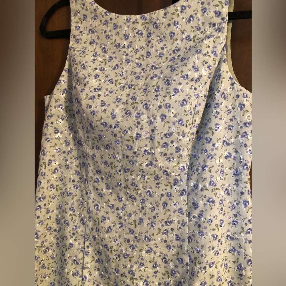 Vintage Sage Green and Purple Floral Dress